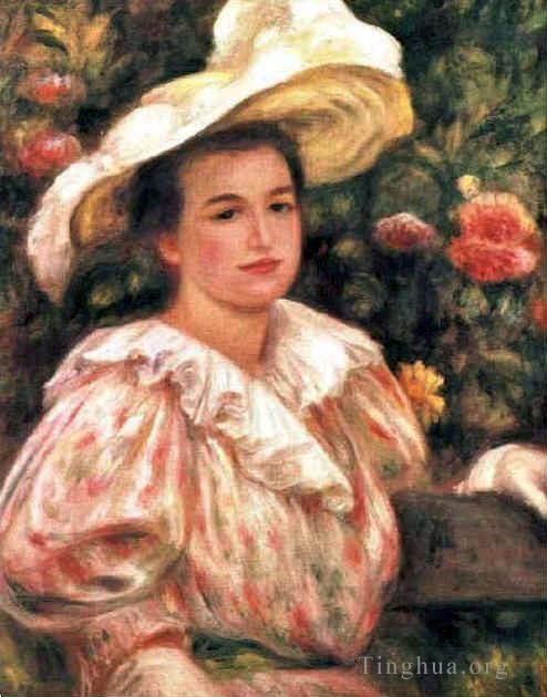 Pierre-Auguste Renoir Oil Painting - Lady in a white hat
