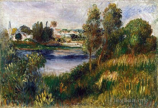 Pierre-Auguste Renoir Oil Painting - Landscape at vetheuil