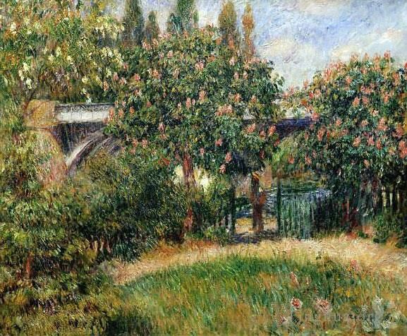 Pierre-Auguste Renoir Oil Painting - Railway bridge at chatou