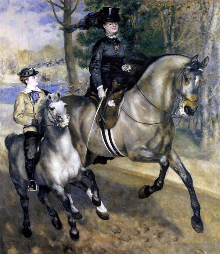Pierre-Auguste Renoir Oil Painting - Riding in the bois de boulogne