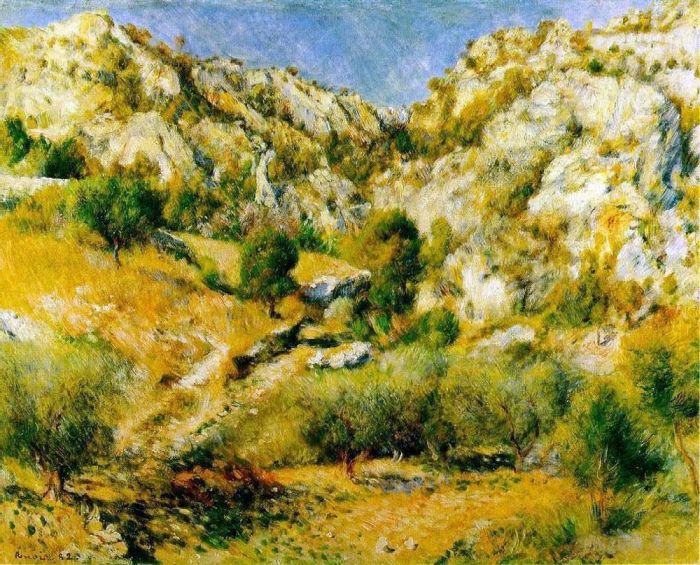 Pierre-Auguste Renoir Oil Painting - Rocky craigs at lestaque