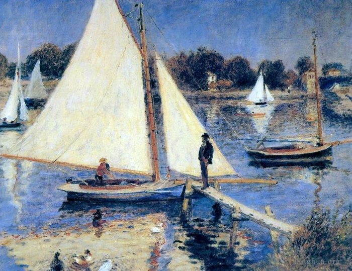 Pierre-Auguste Renoir Oil Painting - Sailboats at argenteuil