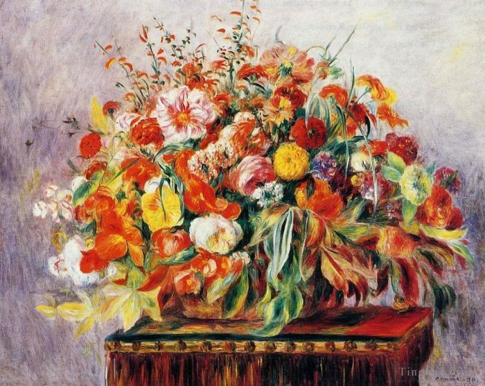 Pierre-Auguste Renoir Oil Painting - Still life with flowers