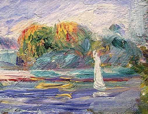Pierre-Auguste Renoir Oil Painting - The blue river