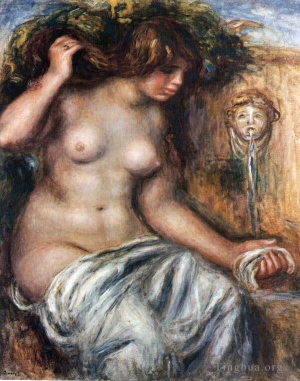 Pierre-Auguste Renoir Oil Painting - Woman at the fountain