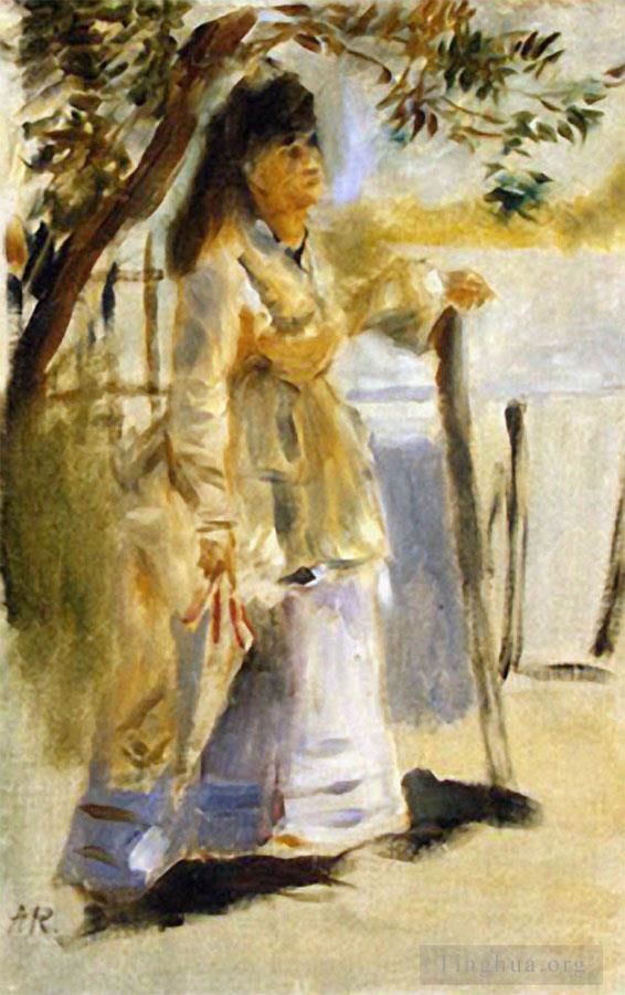 Pierre-Auguste Renoir Oil Painting - Woman by a fence