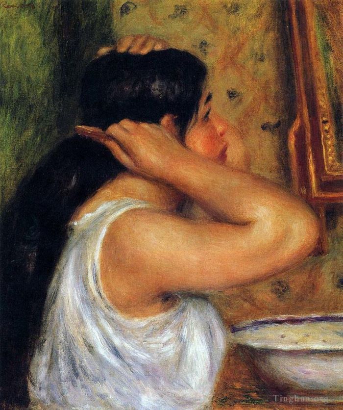 Pierre-Auguste Renoir Oil Painting - Woman combing her hair