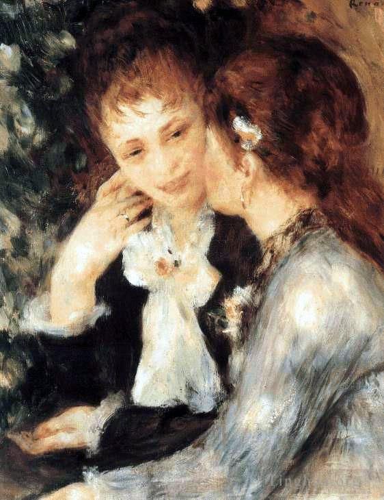Pierre-Auguste Renoir Oil Painting - Young women talking