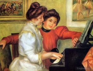 Artist Pierre-Auguste Renoir's Work - Yvonne and christine lerolle playing the piano
