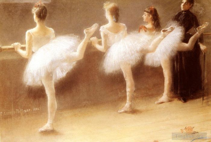 Pierre Carrier-Belleuse Oil Painting - At The Barre ballet dancer