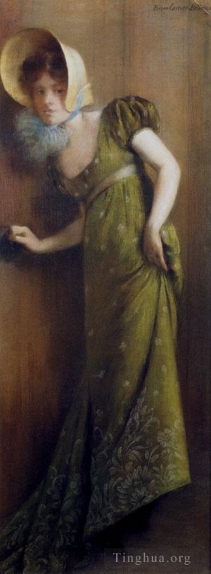 Artist Pierre Carrier-Belleuse's Work - Elegant Woman In A Green Dress