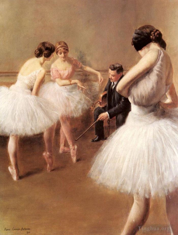 Pierre Carrier-Belleuse Oil Painting - The Ballet Lesson ballet dancer