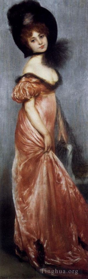 Artist Pierre Carrier-Belleuse's Work - Young Girl In A Pink Dress