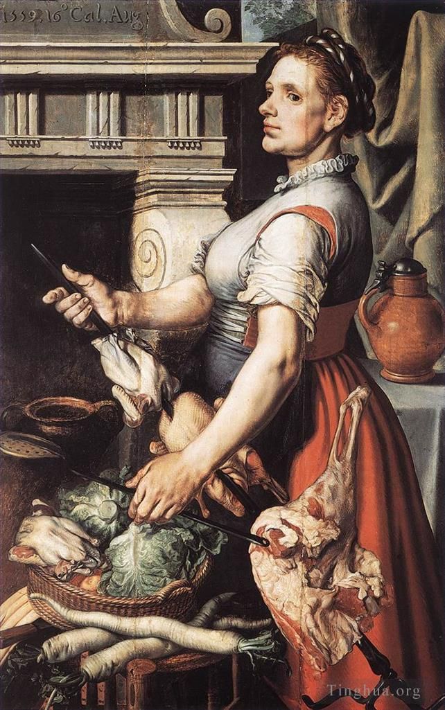Pieter Aertsen Oil Painting - Cook In Front Of The Stove