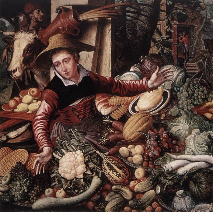 Pieter Aertsen Oil Painting - Vendor Of Vegetable