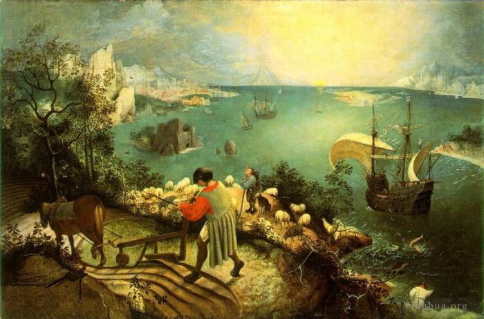 Pieter Brueghel the Elder Oil Painting - Landscape With The Fall Of Icarus