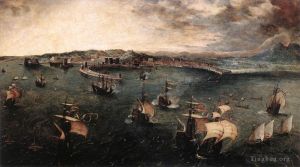 Artist Pieter Brueghel the Elder's Work - Naval battle In The Gulf Of Naples