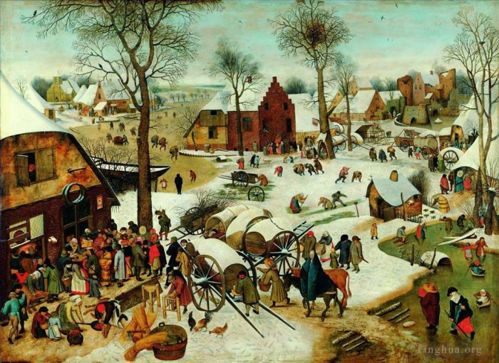 Pieter Brueghel the Elder Oil Painting - The Numbering At Bethlehem detail
