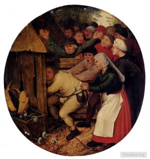 Artist Pieter Bruegel the Younger's Work - Pushed Into The Pig Sty