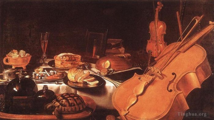 Pieter Claesz Oil Painting - Still Life with Musical Instruments