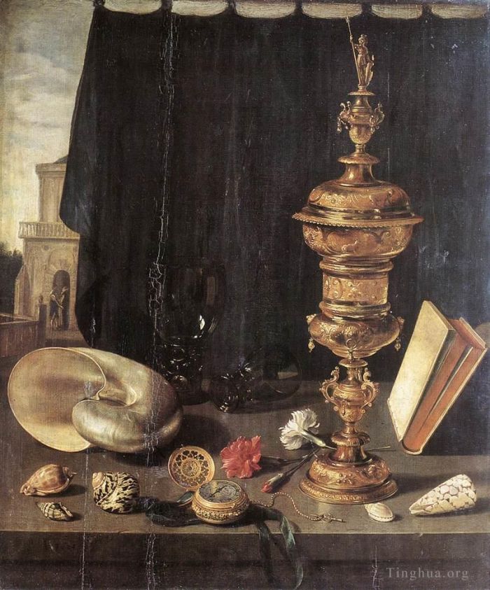 Pieter Claesz Oil Painting - Still life with Great Golden Goblet
