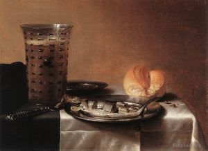 Artist Pieter Claesz's Work - Still life with Herring