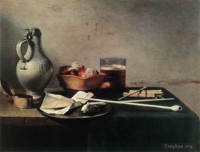 Pieter Claesz Oil Painting - Tobacco Pipes and a Brazier still life