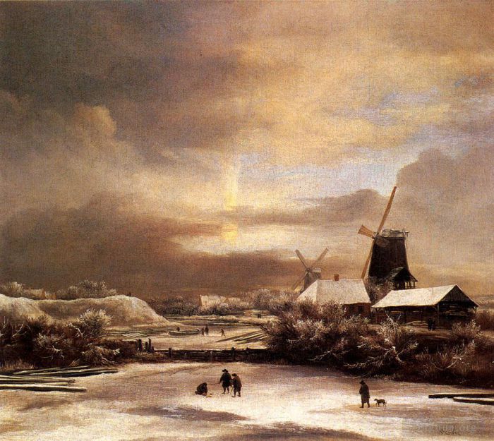 Pieter de Hooch Oil Painting - Ruisdael Jacob Issaksz Van Winter Landscape