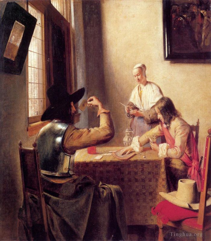 Pieter de Hooch Oil Painting - Soldiers Playing Cards