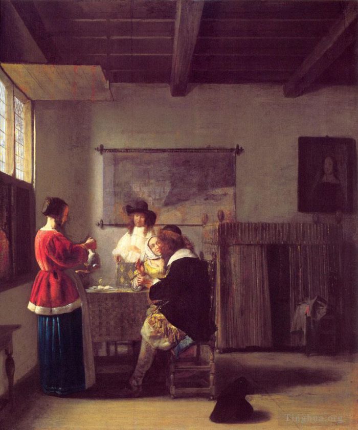 Pieter de Hooch Oil Painting - The Visit