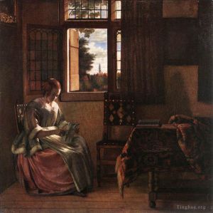 Artist Pieter de Hooch's Work - Woman Reading a Letter