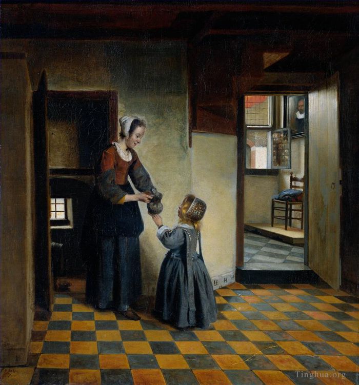 Pieter de Hooch Oil Painting - Woman with a Child in a Pantry