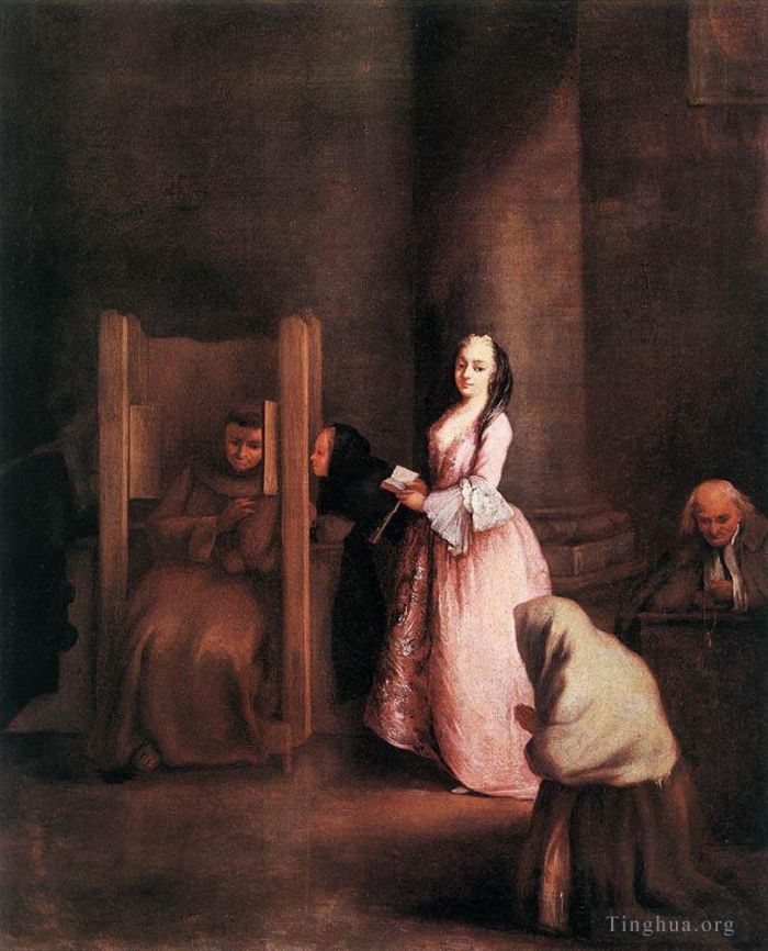 Pietro Longhi Oil Painting - The Confession