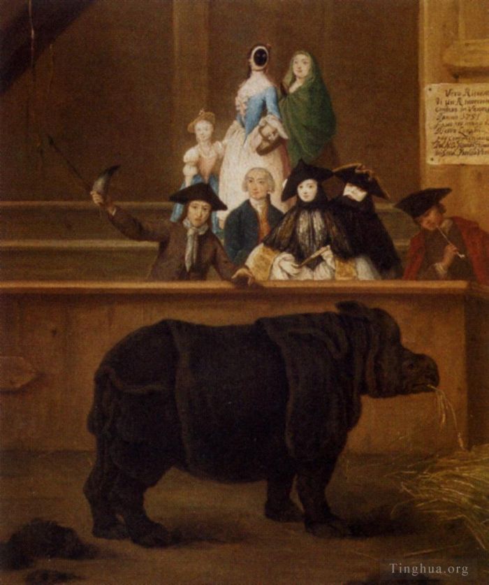 Pietro Longhi Oil Painting - The Rhinoceros