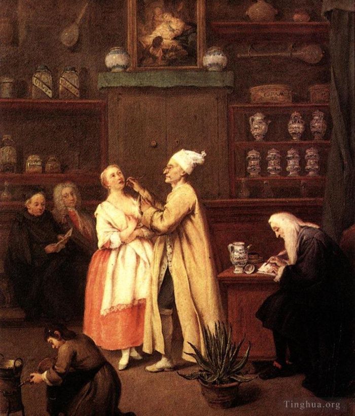 Pietro Longhi Oil Painting - The Spice vendors Shop