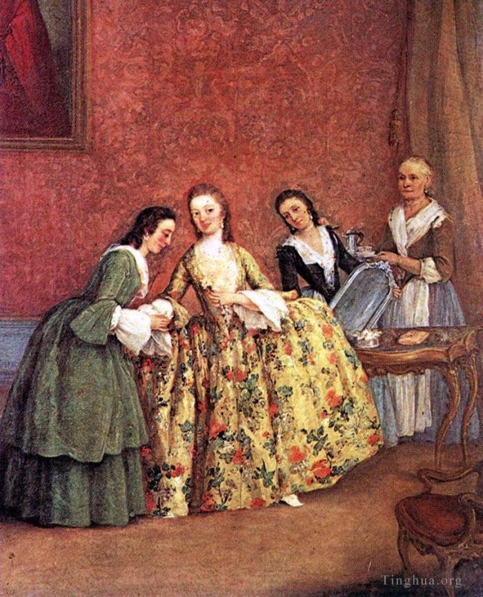Pietro Longhi Oil Painting - The Venetian Ladys Morning