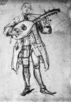Antique Various Paintings - Lute Player