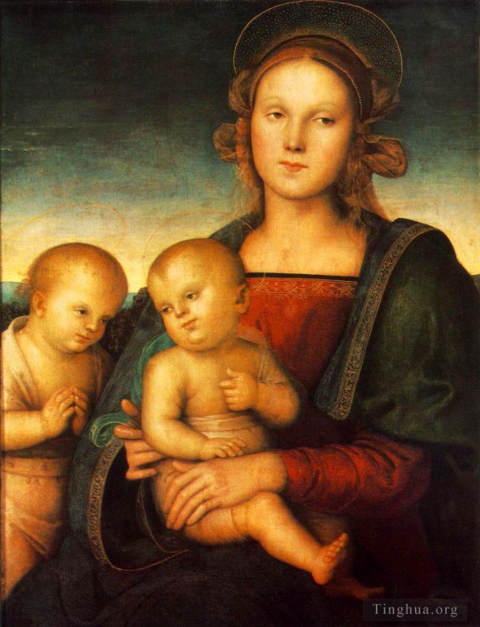 Pietro Perugino Oil Painting - Madonna with Child and Little St John 1497