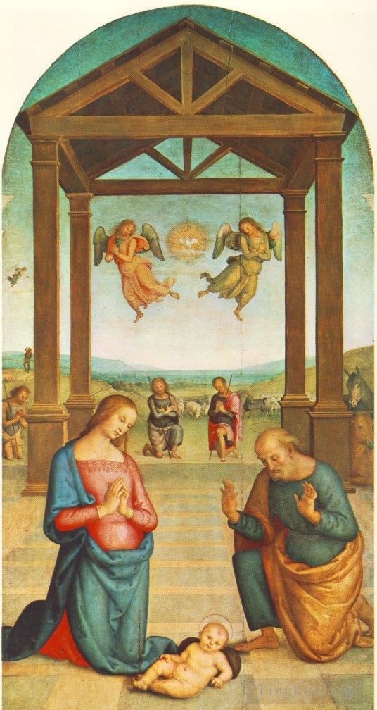 Pietro Perugino Oil Painting - St Augustin Polyptych The Presepio