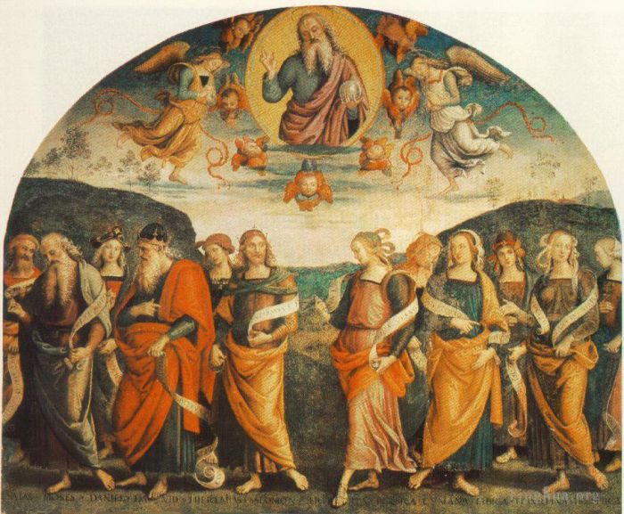 Pietro Perugino Oil Painting - The Almighty with Prophets and Sybils