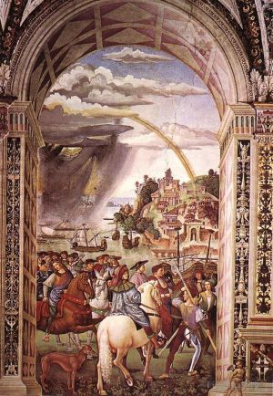 Artist Bernardino di Betto's Work - Aeneas Piccolomini Leaves For The Council Of Basle