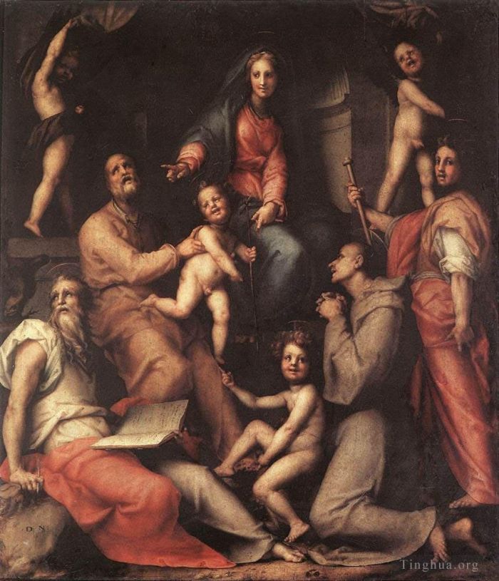 Jacopo da Pontormo Oil Painting - Madonna And Child With Saints