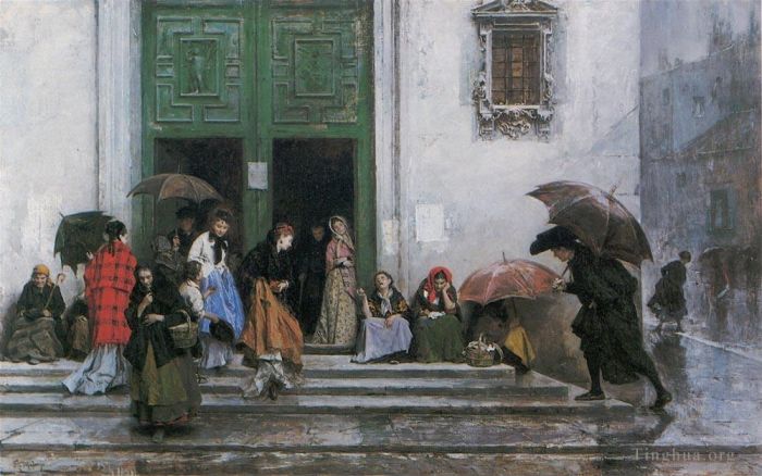 Raimundo de Madrazo y Garreta Oil Painting - Coming Out of Church