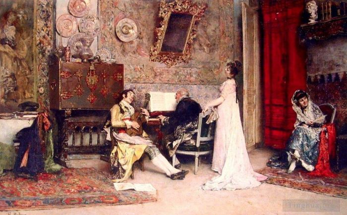 Raimundo de Madrazo y Garreta Oil Painting - The Music Lesson