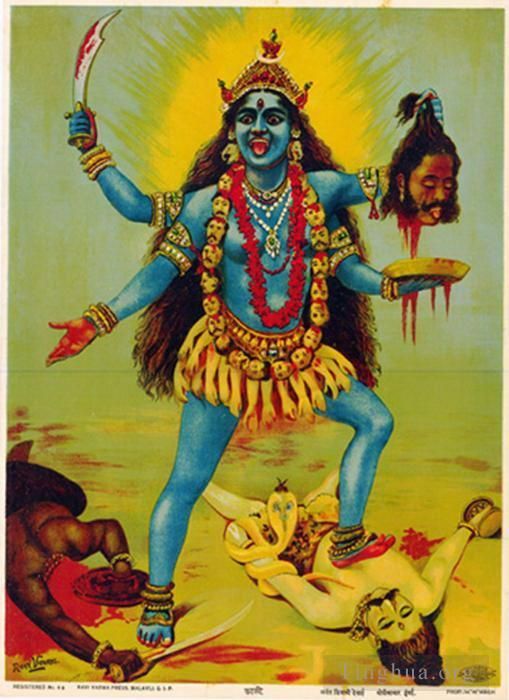Raja Ravi Varma Oil Painting - KALI