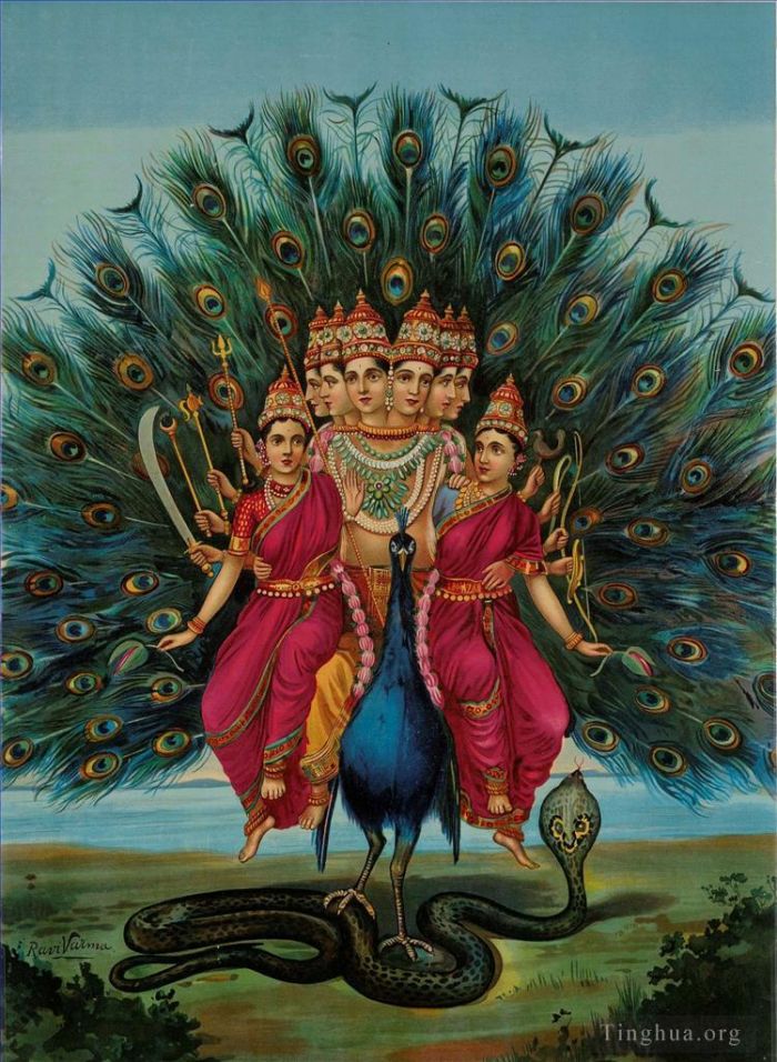 Raja Ravi Varma Oil Painting - Murugan by