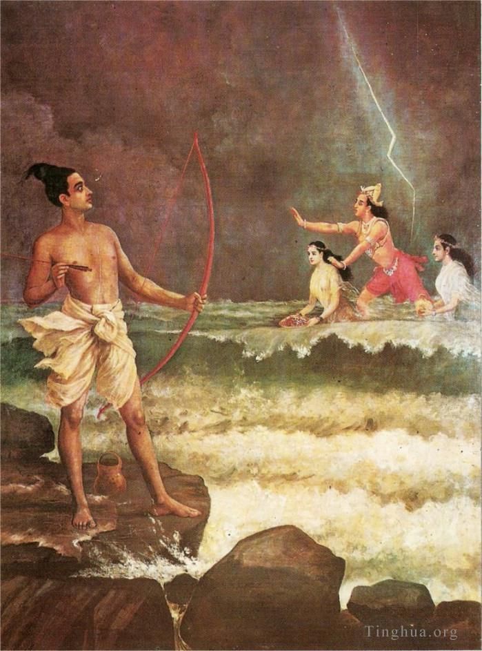 Raja Ravi Varma Oil Painting - Rama Varuna