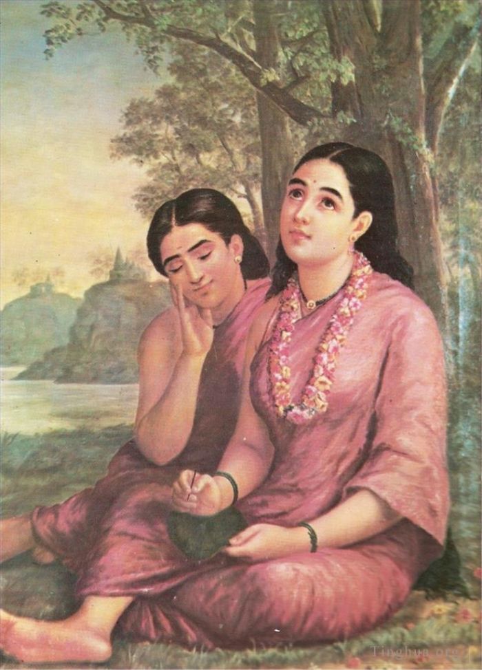Raja Ravi Varma Oil Painting - Shakuntala