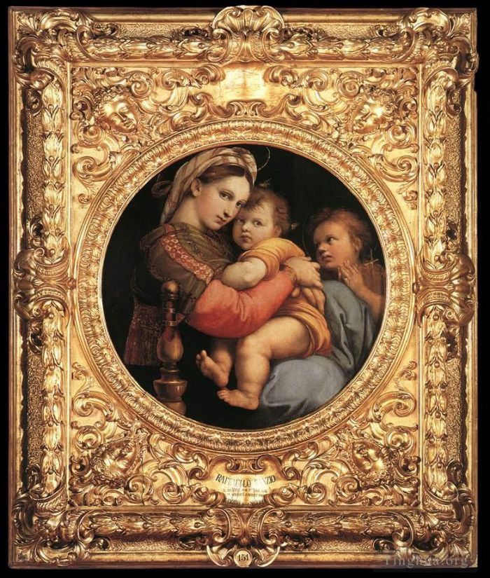 Raphael Oil Painting - Madonna della Seggiola framed