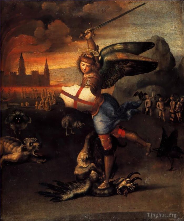 Raphael Oil Painting - Saint Michael and the Dragon
